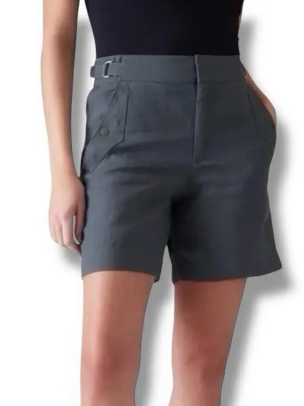 Athleta Voyager Linen Short Size 0 Granite Blue Travel Beach